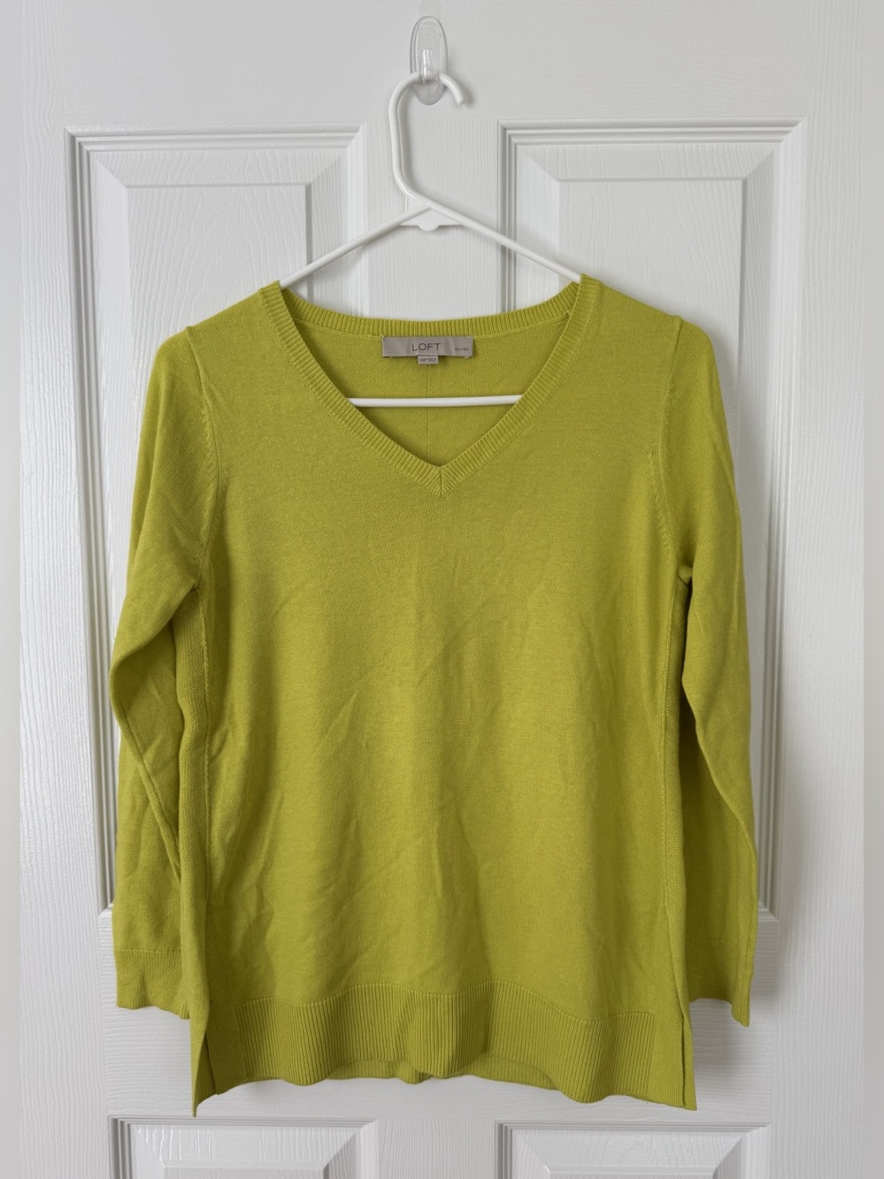 LOFT Petite V-Neck Sweater in Electric Yellow-PXS
